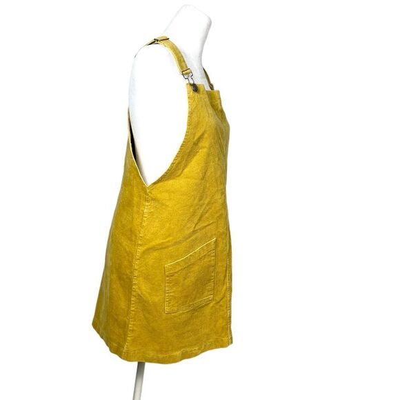 ALTAR’D STATE Women’s Corduroy Overall Dress Yellow Size Small Front Pockets - Picture 2 of 6